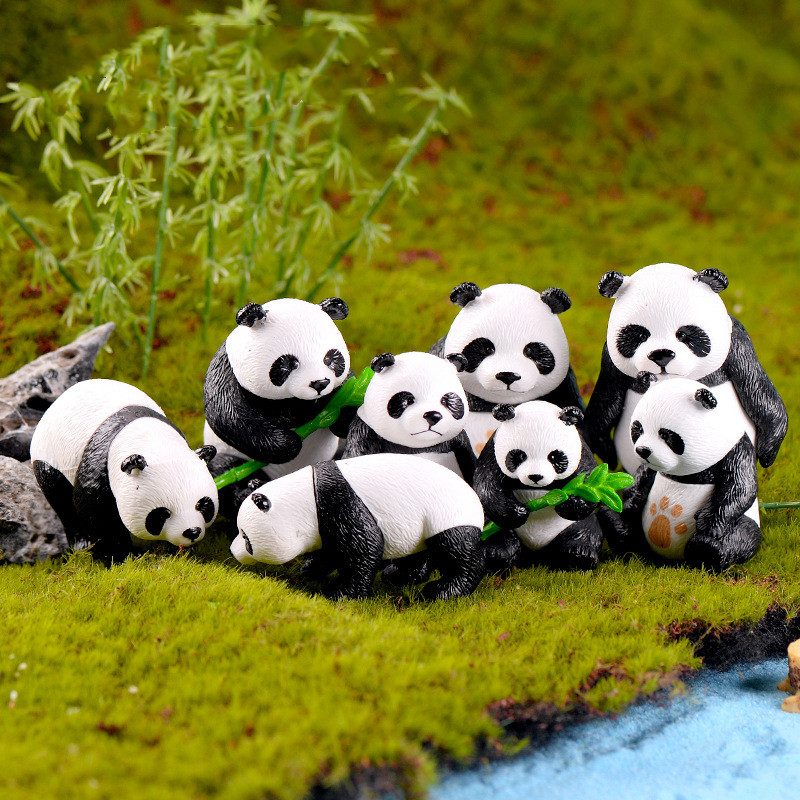 Miniture Fairy Garden Accessories Supplies Resin Panda Figurine Model Toys Pot Bonsai Miniature Garden Terrariums Fairy Garden Animals Kits Items Car Interior Decoration Table Ornaments